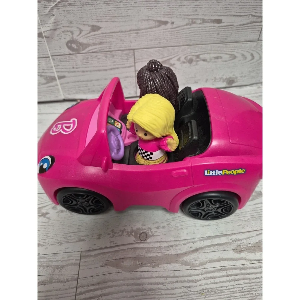 Fisher Price Little People Barbie & Friends Racing Convertible car w/2 figures